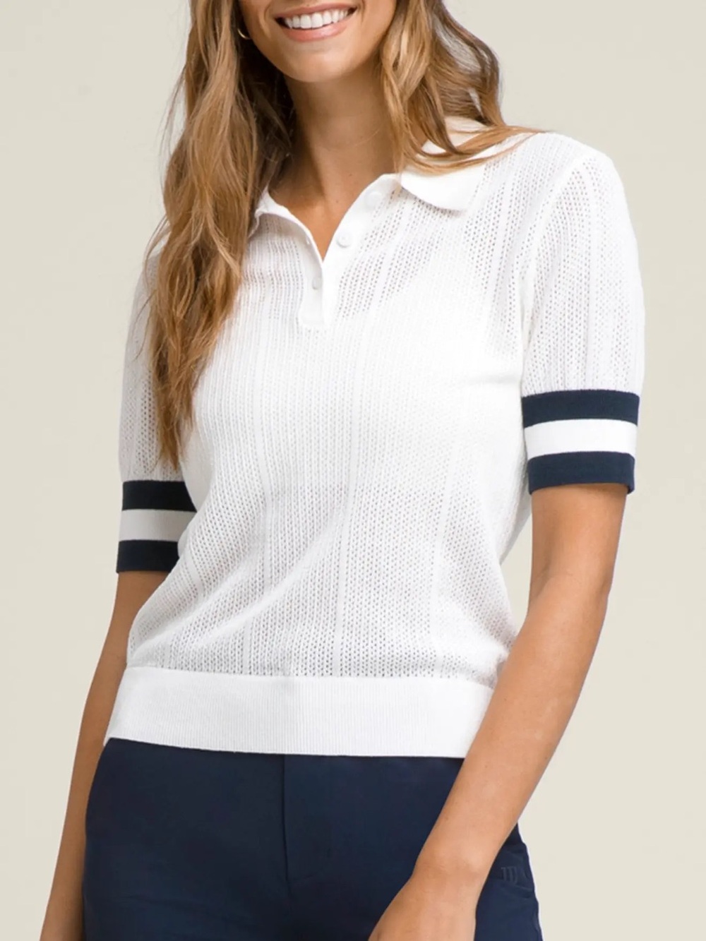 Wilson Essex White Mesh Stitch Polo Tennis Sweater XS - Picture 1 of 6